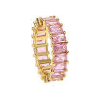 Pink &amp; Blue cubic zirconia Baguette ring shinning delicate colorful rainbow cz b - £13.91 GBP