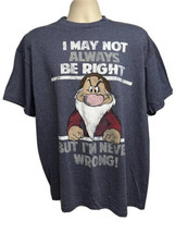 Disney Grumpy Dwarf Mens Blue Gray Graphic T-Shirt XL Stretch 50/50 Cotton - £23.48 GBP
