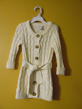 Joe Fresh Toddler Girls Cotton Cable Belted Knit Sweater Coat Cream 2 Ye... - $12.64