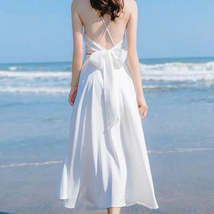 White Chiffon Dress Women 2022 New Summer Suspender Long Dresses Female ... - £39.50 GBP