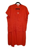 Eileen Fisher XL Red  100 % Linen Dress &amp; Jacket Set Lagenlook W/Pocket ... - $79.99