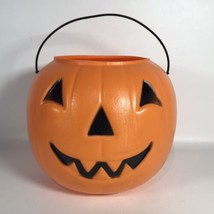 Vtg Halloween Jack o Lantern Pumpkin Bucket Blow Mold General Foam Plastics USA - £8.64 GBP