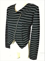 Chance or Fate Women&#39;s Large black white ASYMMETRICAL zip up STRETCH top... - $7.62