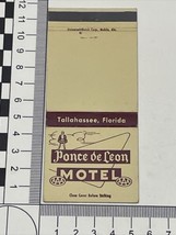 Vintage Matchbook Cover  Ponce de Leon Motel  Tallahassee, FL. gmg  unstruck - £9.92 GBP