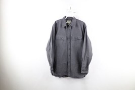 Vintage LL Bean Mens Medium Faded Heavyweight Chamois Cloth Button Shirt Gray - £38.14 GBP