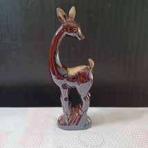 Vintage Glazed Mirror Brown Ceramic Deer Figurine 7.5&#39;&#39; tall - $169.64 MXN