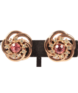 Pink Rhinestone Prong Set with Clear Stones and Gold Tone Screw Back Ear... - €5,94 EUR