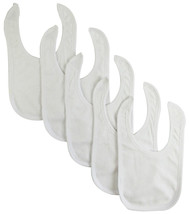 Bambini One Size Unisex Solid White Bib (Pack of 5) 80% Cotton/ 20% PolyesterT - £14.37 GBP