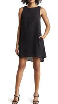 Nordstrom Women's Medium Chiffon Black Sleeveless Shift Dress with Pocke... - $14.84