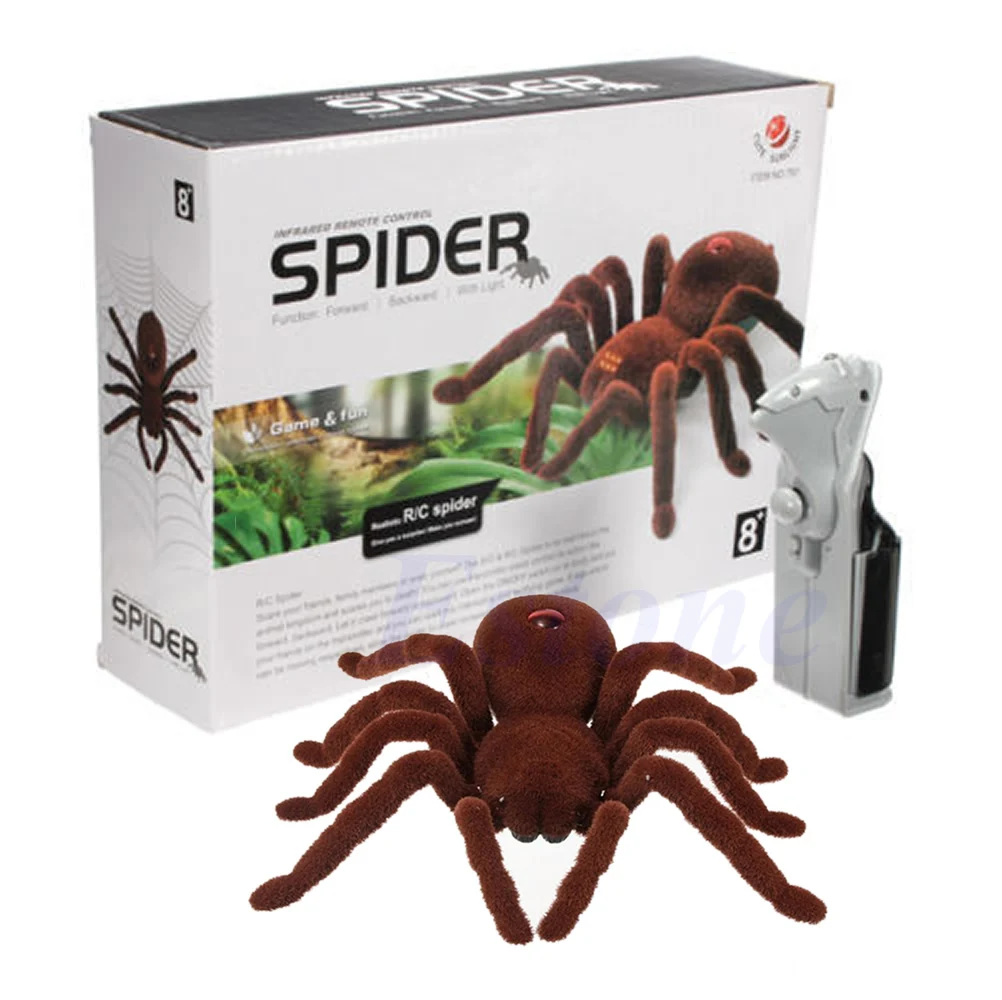 Kid Gift Remote Control Scary Creepy Soft Plush Spider Infrared RC Tarantula Toy - £16.22 GBP