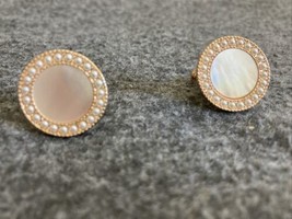 Women Simulated Pearl Round Stud Earrings Golden Geometric Vintage style new - £7.01 GBP