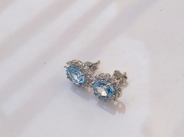 Blue Topaz earrings, 925 sterling silver blue topaz, Blue topaz earring ... - £57.42 GBP