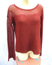 Lucky Brand Womens Size Small 100% Linen Open Knit Pullover Sweater Rust... - $23.74