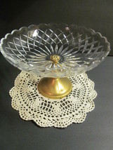Val St. Lambert Compote Pedestal Bowl Gilt Gold Plated Cut Crystal - £66.38 GBP