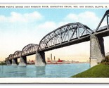 Union Pacific Railroad Bridge Omaha NE Council Bluffs IA UNP Linen Postc... - $2.92