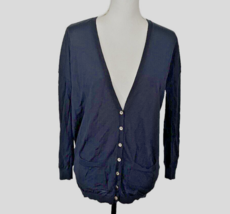 Boden 100% Wool Cardigan Navy Blue Button V Neck Size 8 Classic Career - £23.35 GBP