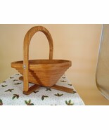 Folding Spiral Collapsible Wooden Farmhouse Basket Trivet Bowl Country S... - $38.82 CAD