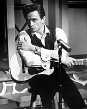 Johnny Cash Seated On Stool With Guitar 1960&#39;S Tv Series 16x20 Canvas Gi... - £55.74 GBP