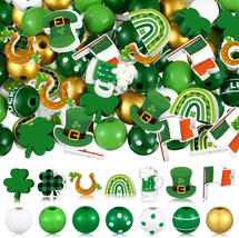 200 Pcs St. Patrick&#39;S Day Wood Beads Farmhouse Wooden Beads Colorful St. Patrick - £18.14 GBP