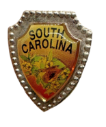 Vintage South Carolina Tourist Shield Crest Lapel Pin W/ State Bird Wren - €12,97 EUR