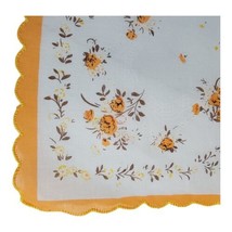 Yellow Fall Floral Boho Vintage Handkerchief Hankie Flowers Scallop Border 12” - £18.39 GBP
