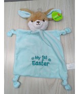 Happy Go Fluffy bunny rattle blue green Security Blanket My 1st Easter l... - £15.73 GBP