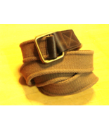 Wide Fabric Cargo Surplus Double D Ring Belt Vintage Mens 54&quot; Brown/Khak... - £11.67 GBP