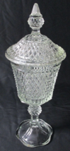 Vintage Indiana Tiara Clear Glass Diamond Point Compote Apothecary Jar Lid - $35.00