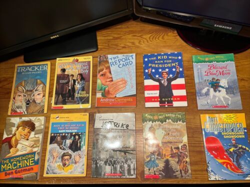 10 Piece Children’s Scholastic Book Lot Gary Paulson Andrew Clements Dan... - $9.89