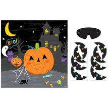Pin The Smile on the Pumpkin Halloween Party Game Poster Jack O&#39;Lantern - £4.17 GBP