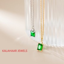 Tiny Rectangle Emerald Necklace and Earrings - £199.21 GBP