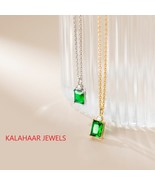 Tiny Rectangle Emerald Necklace and Earrings - £195.78 GBP