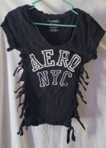 Teen Aeropostal Size XL Black Shirt School Date Night Dances Side Cut Tie - $9.99