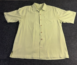 Tommy Bahama Shirt Men&#39;s Size Medium Green 100% Silk Short Sleeve Button - £15.41 GBP