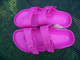 Bobbie Brooks Girls Slip On Sz Lg 2/3 Rubber Clogs Sandals With Buckle Pink  - £6.22 GBP
