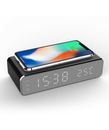 Electric LED Alarm Clock With Phone Wireless Charger Table Digital Therm... - $342.46 MXN