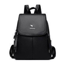 Retro 2023 New Womens High Quality Leather  Backpack Casual Large Capacity Trave - $164.34
