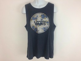Men&#39;s heather grey cotton T Shirt tank VANS floral logo size S New with ... - $17.99