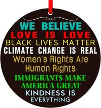 We Believe Keepsake Christmas Ornaments 3&#39;&#39; Love is Love Black Lives Mat... - $18.88