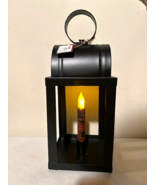 Square open tin lantern with lighted Flag Candlestick - $65.64 CAD