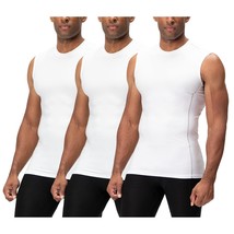 3 Pack Men&#39;S Athletic Compression Shirts Sleeveless (Large, White/White/White) - £32.29 GBP