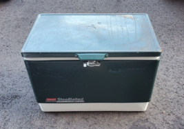 Coleman Steel Belted Ice Chest 54 QT Cooler 28x15x16 Vintage! - £45.90 GBP