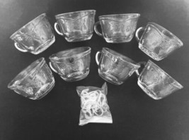 Anchor Hocking Savannah Toscany Clear Glass Punch Cups Lot of Eight w/ Hangers - £25.42 GBP