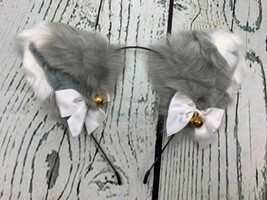 Faux Furry Cat Ears Headband with Bells Anime Faux Fur Fox Wolf Cat Ears... - £9.68 GBP
