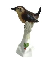 Vintage Porcelain Hand Painted Brown Bird On Stump Figurine Signed Conti... - $52.12
