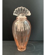 Pink Glass Round Perfume Empty Bottle and Stopper Vanity 7.5&quot; Tall - $14.03