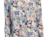 Talbots Petite Blue, Pink, White, Green Floral Print LS Blouse Size Mp - $21.84