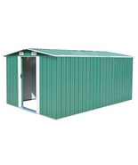 vidaXL Large Galvanized Steel Sliding Door Garden Shed with Green Exterior - €672,96 EUR
