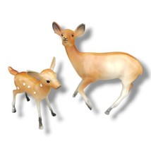Vintage Celluloid Deer Doe And Fawn Blow Mold Hand Painted Figurine  - $21.99