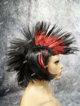 Black &amp; Red Rock It Wig Mohawk Goth EMO Metal Punk Rocker Vamp Comic Roc... - $14.95